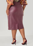 Pull On Faux Leather Pencil Skirt