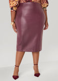 Pull On Faux Leather Pencil Skirt