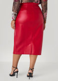 Faux Leather Midi Pencil Skirt