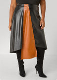 Faux Leather Asymmetric Skirt
