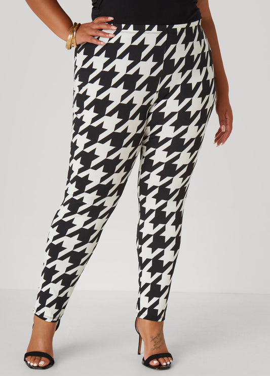 Plus Size Houndstooth Leggings