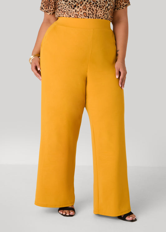 High Rise Crepe Wide Leg Pants