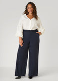 Gathered Waist Straight Leg Pants