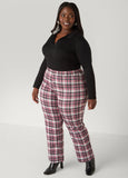 Plaid Pull On Straight Leg Pants