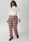 Plaid Pull On Straight Leg Pants