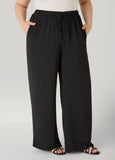 Textured Drawstring Wide Leg Pants