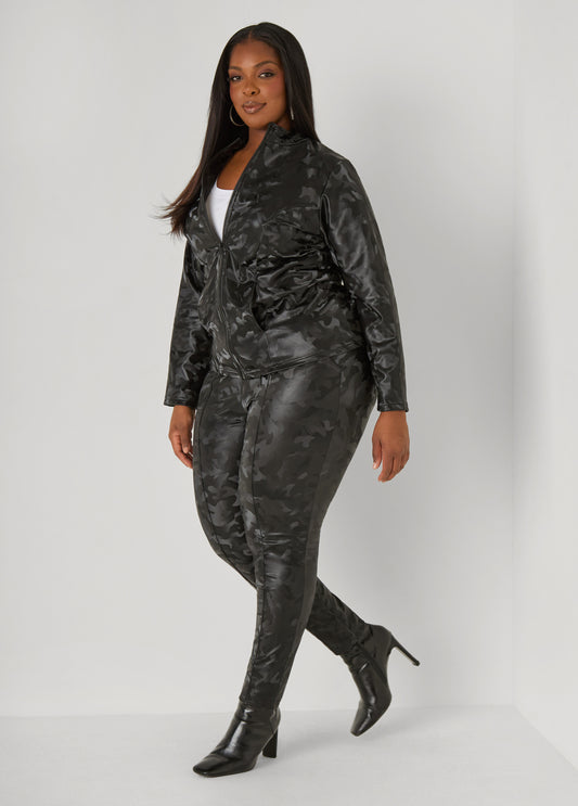 Camo Faux Leather Leggings