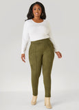 Pintucked Faux Suede Leggings