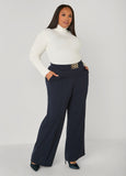 Ring Embellished Straight Leg Pants