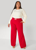 Ring Embellished Straight Leg Pants