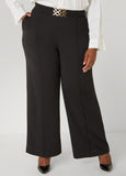 Ring Embellished Straight Leg Pants
