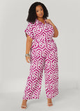 Plus Size Geo Print Cotton Pants