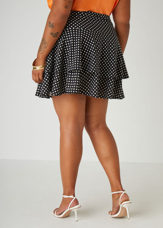 Tiered Polka Dot Mini Skirt