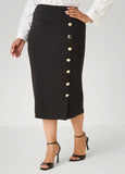 Button Detailed Midi Pencil Skirt