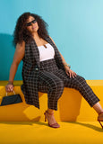 Plus Size Checked Vest Plus Size Pants Suit Matching Set