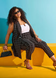 Plus Size Checked Vest Plus Size Pants Suit Matching Set