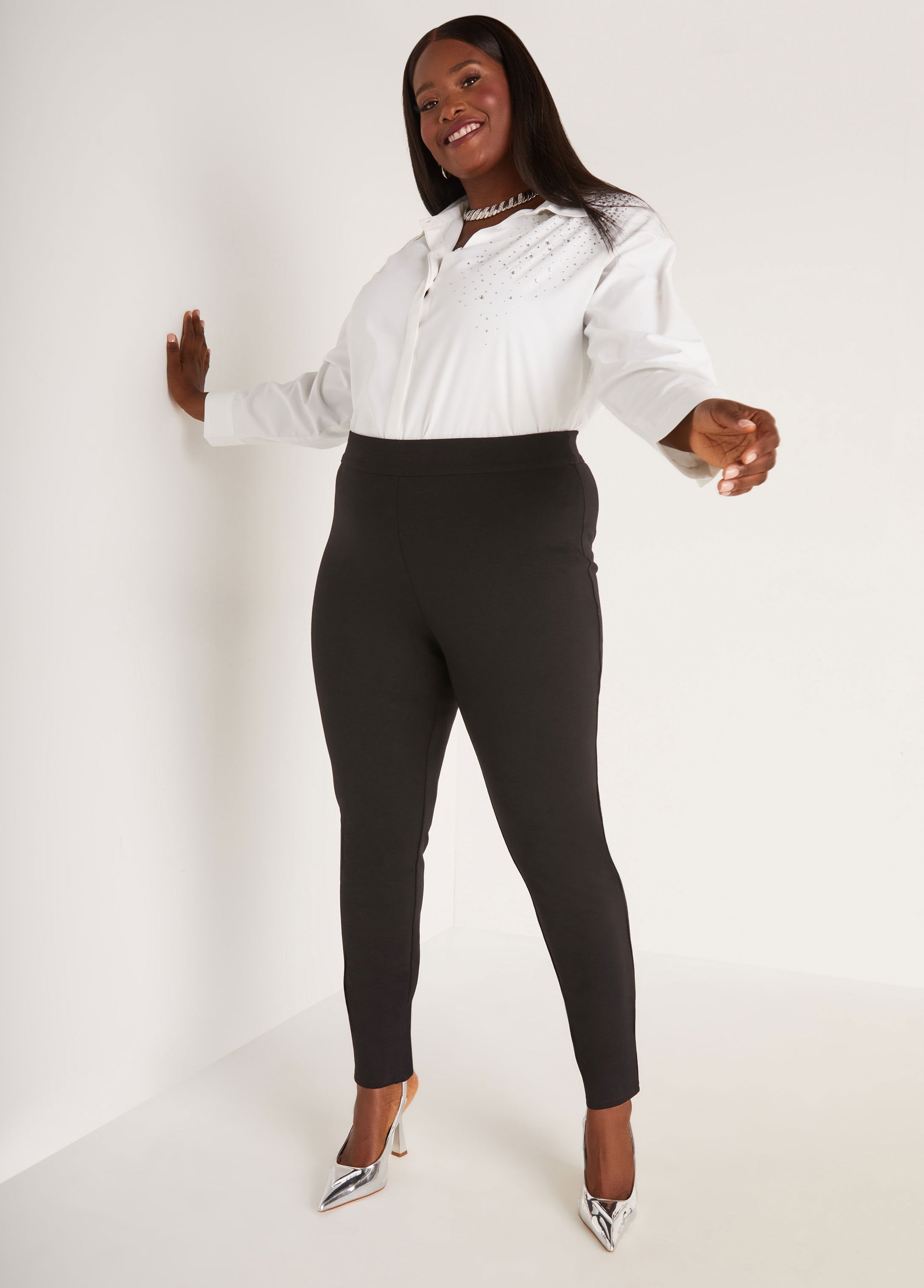 High Waist Opaque Leggings Hue Women's Plus-Size High Waist Black