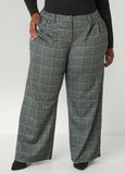 Plus Size Plaid Pleated Wide Leg Pants