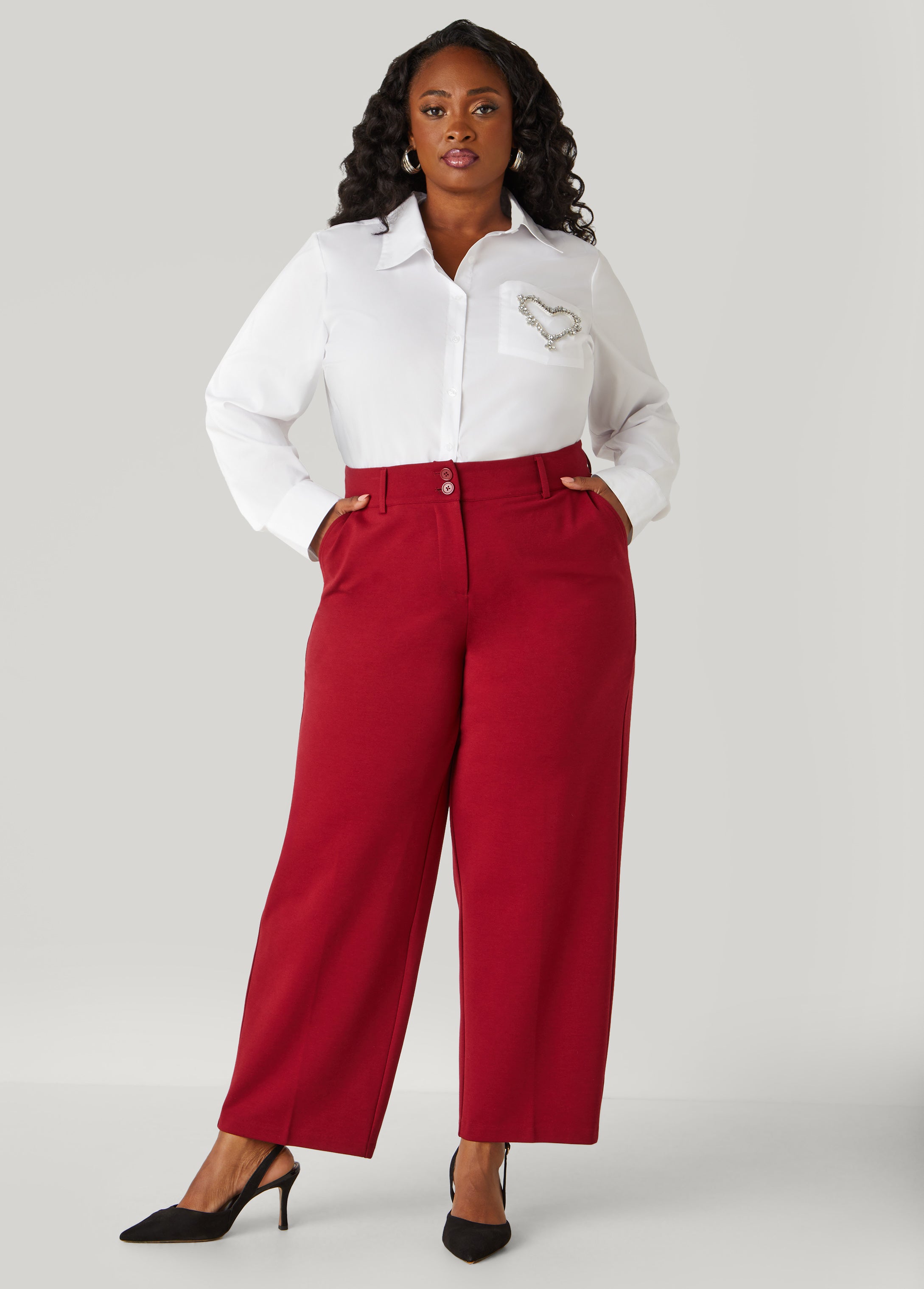 Plus Size Ponte Straight Leg Trousers