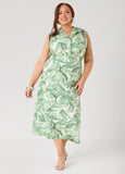Palm Print Linen Blend Skirt