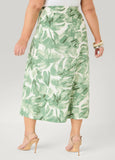 Palm Print Linen Blend Skirt