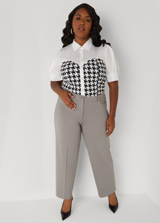 Plus Size High Rise Ponte Trousers