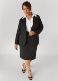 Plus Size Black Knee Length Skirt Suit Skirt Pull On Pencil Skirt Set