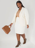 Plus Size Knee Length Skirt Ivory Pull On Skirt Pencil Skirt Set