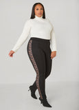 Pintucked Animal Paneled Leggings