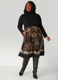 Animal Print A Line Midi Skirt