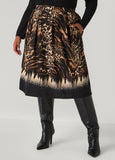 Plus Size Animal Print A Line Midi Skirt