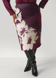 Plus Size Floral Satin Midi Skirt