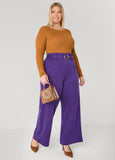 Belted Ponte Straight Leg Pants