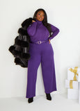 Plus Size wide leg pants plus size purple casual bootcut red pants