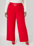 Belted Ponte Straight Leg Pants