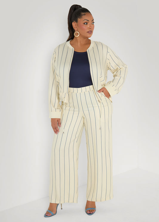 Pinstriped Pull On Pants