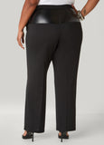 Faux Leather Paneled Trousers
