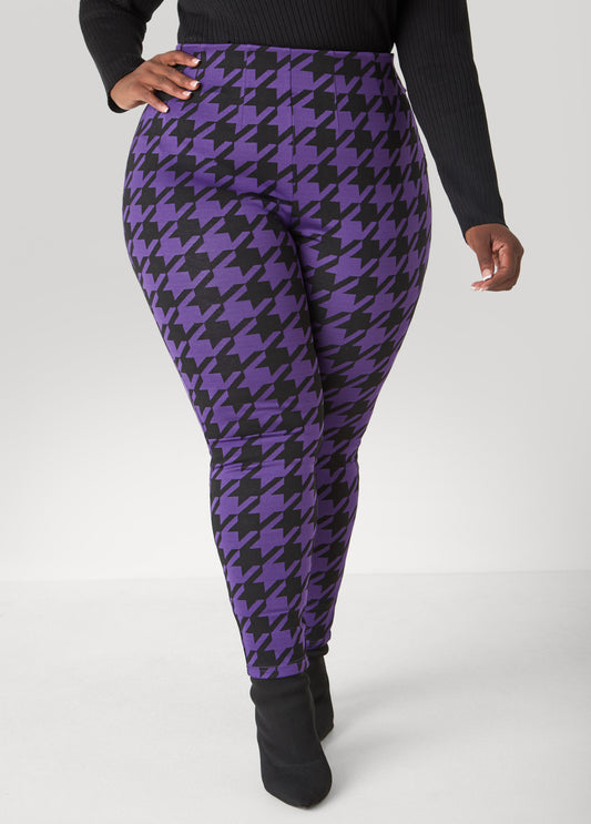 Plus Size High Waist Houndstooth Leggings