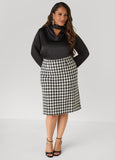 Boucle Houndstooth Pencil Skirt