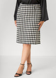 Plus Size Boucle Houndstooth Pencil Skirt