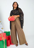 Metallic Wide Leg Pants