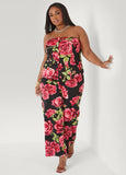 Rose Print Wide Leg Pants