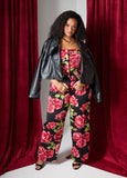 Rose Print Wide Leg Pants
