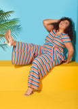 Plus Size Chevron Wide Leg Pants Zig Zag Knit Pants Set