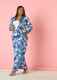 Plus Size Wide Leg Floral Pants Plus Size Two Piece Matching Pants Suit