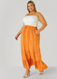 Pleated Metallic Maxi Skirt