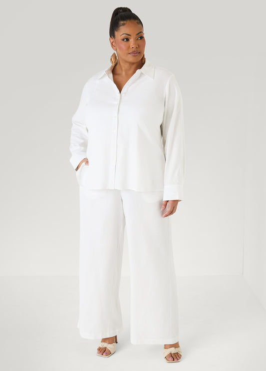 Linen Blend Pull On Pants