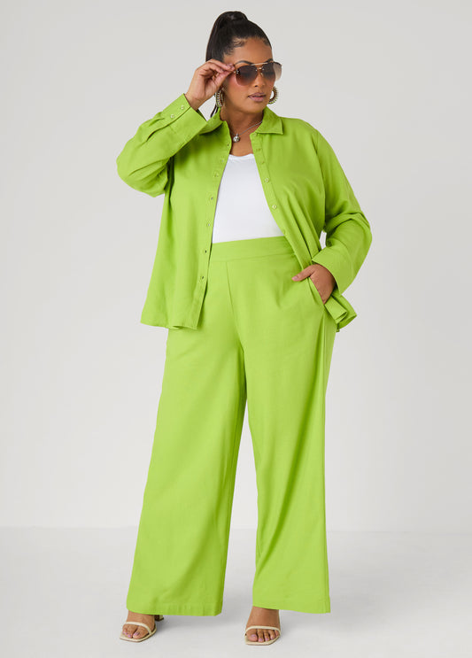 Linen Blend Pull On Pants