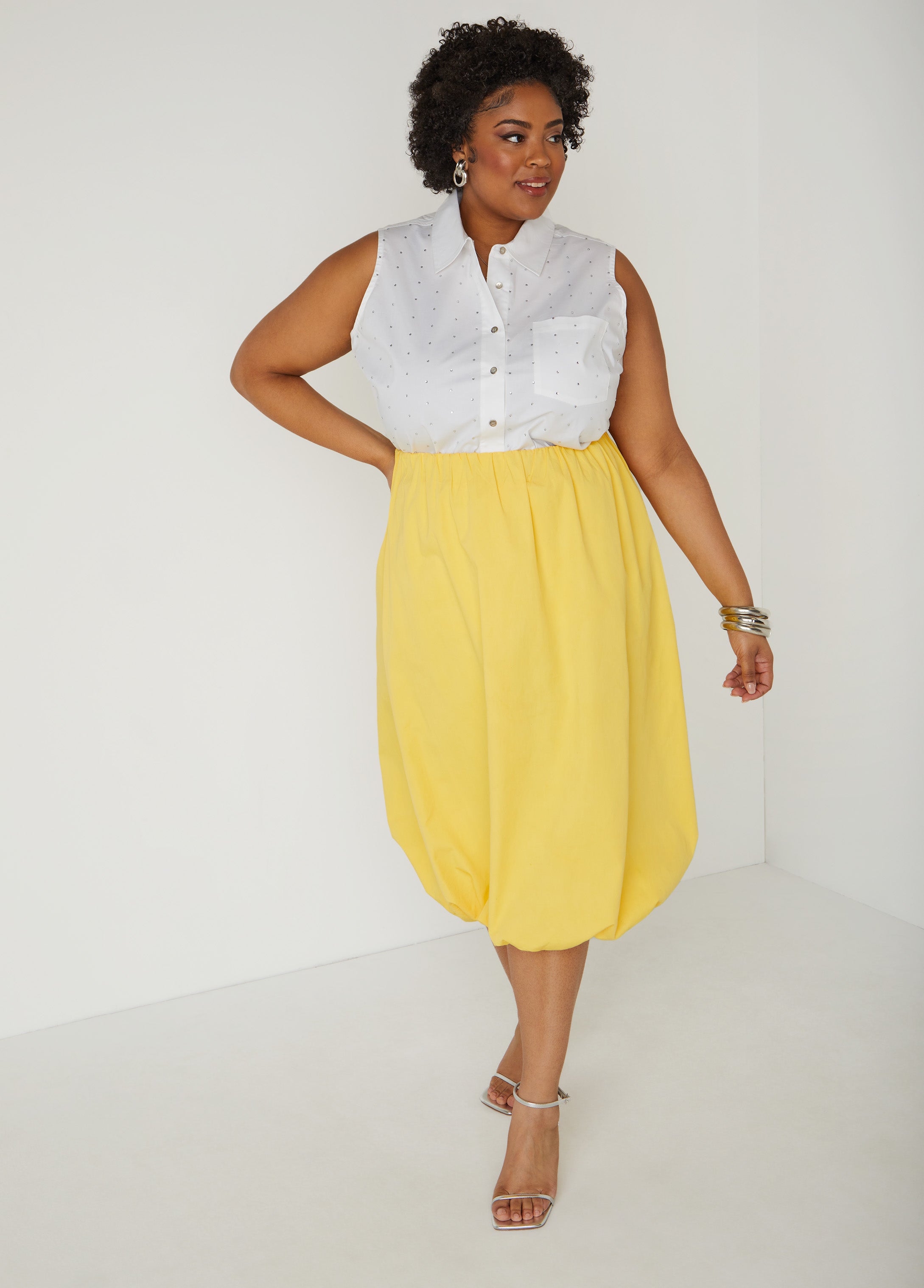 Plus Size bubble skirt plus size midi skirt plus size cotton skirt
