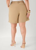 Pleated Linen Blend Shorts